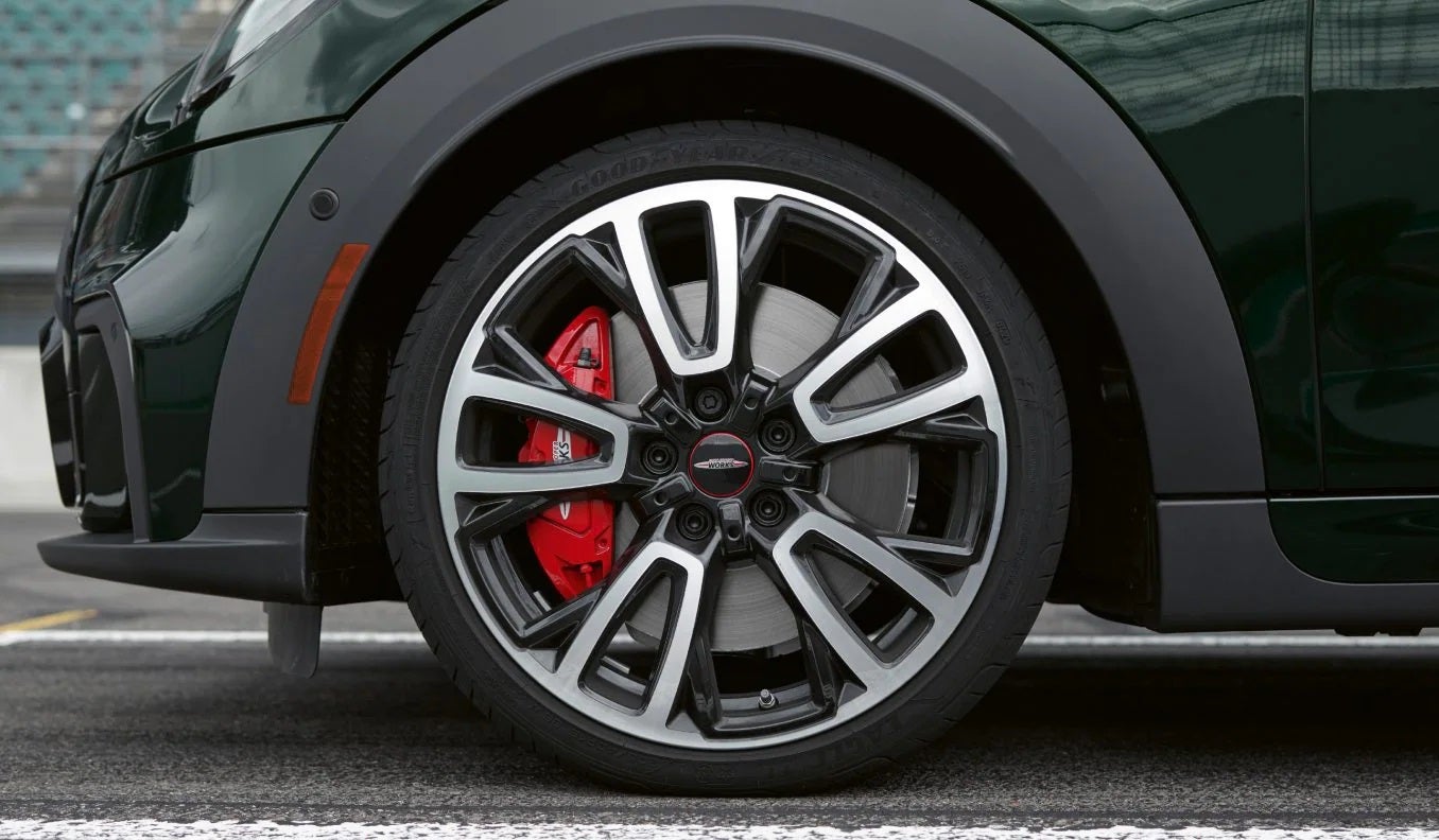 A closeup of one of the JCW wheels. | MINI of Morristown in Morristown NJ